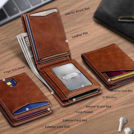 Multifunctional Anti - Theft Retro Card Holder Wallet With Multiple Card Slots For Men - Eshtree