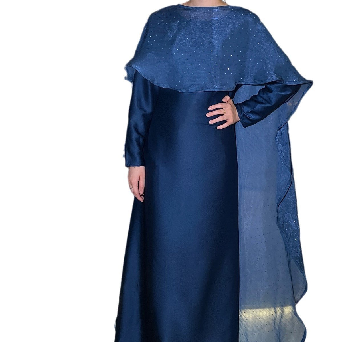 Muslim Solid Color Rhinestone Two - piece Suit With A Shawl Robe - Eshtree