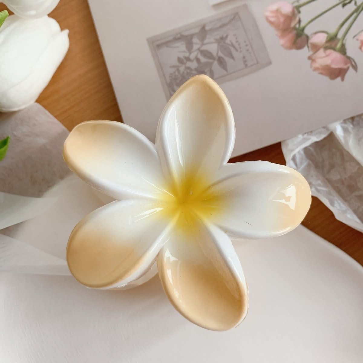 Muweordy Plumeria Hair Clips Flower Hair Clip Trendy Hair Claw Clip Popular Hair Catch Korean Hair Accessories For Women - Eshtree