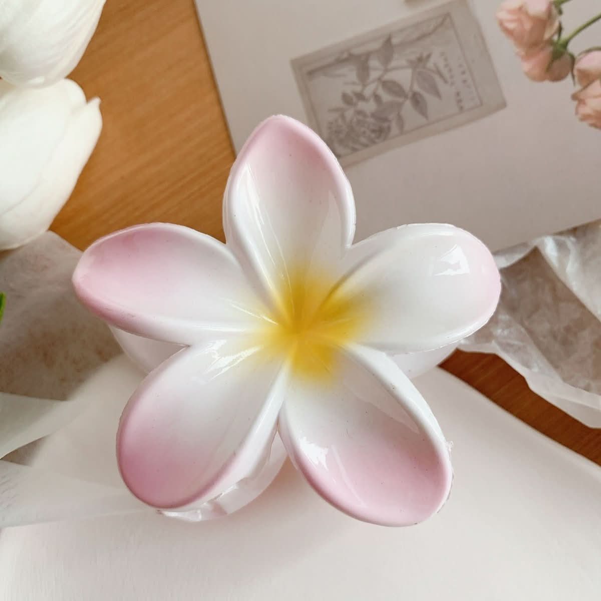 Muweordy Plumeria Hair Clips Flower Hair Clip Trendy Hair Claw Clip Popular Hair Catch Korean Hair Accessories For Women - Eshtree