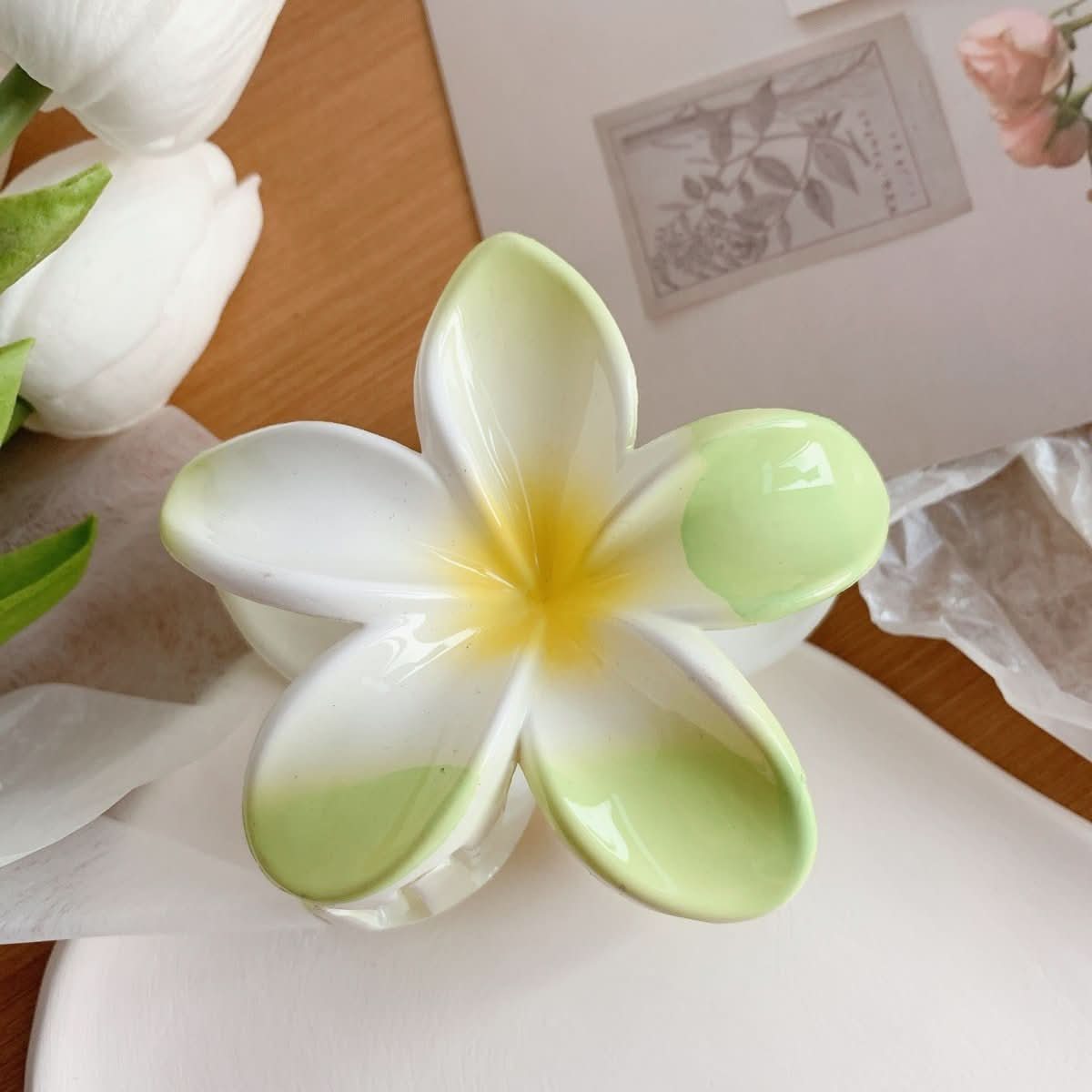 Muweordy Plumeria Hair Clips Flower Hair Clip Trendy Hair Claw Clip Popular Hair Catch Korean Hair Accessories For Women - Eshtree