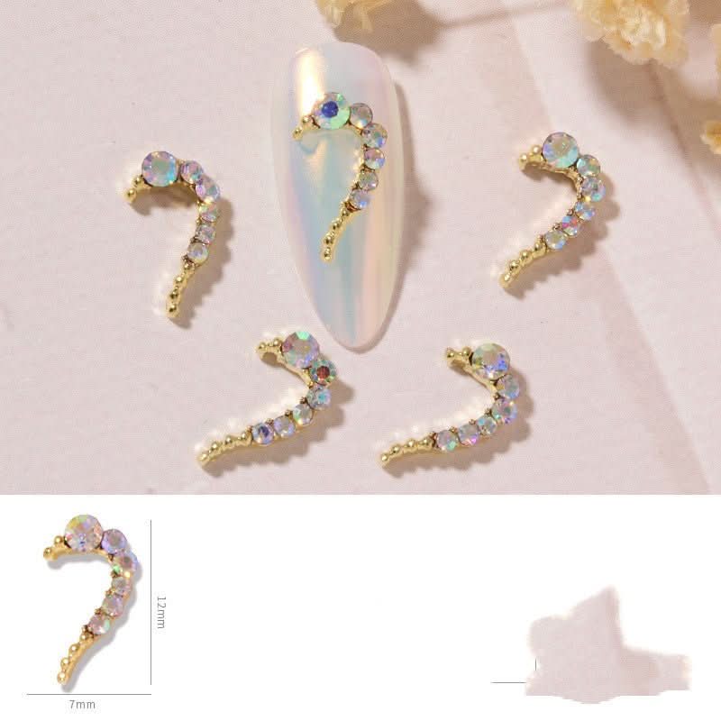 Nail Art DIY Love Heart Alloy Jewelry Nail Piece Nail Decoration Rhinestone - Eshtree