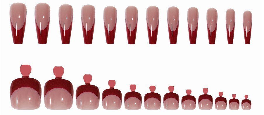 Nail Dressing Nail Bright Red Hand And Foot Patch Set - Eshtree