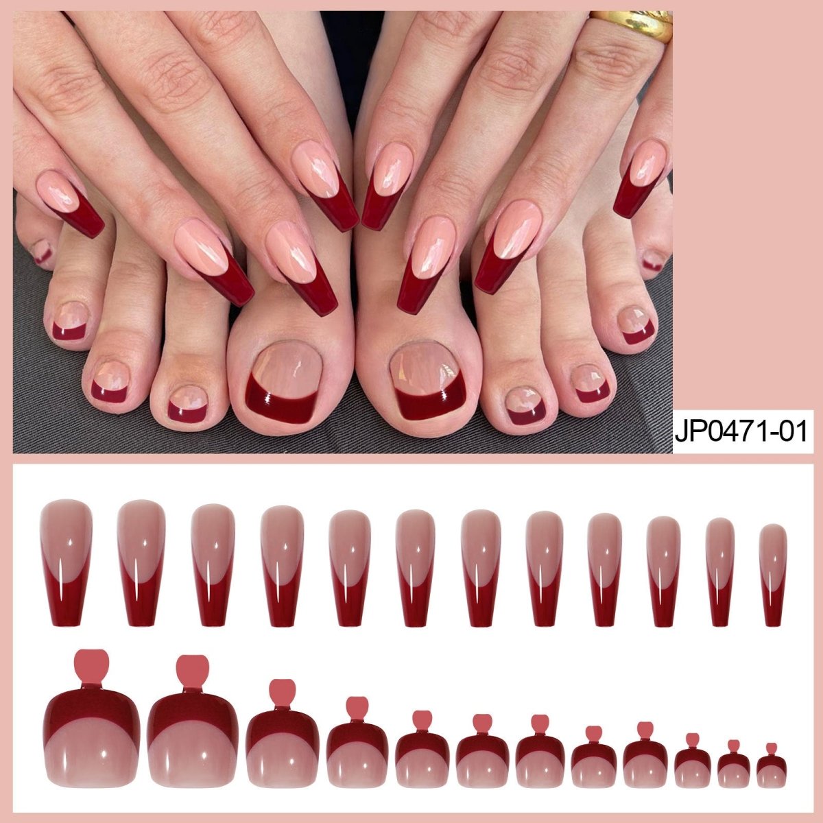 Nail Dressing Nail Bright Red Hand And Foot Patch Set - Eshtree