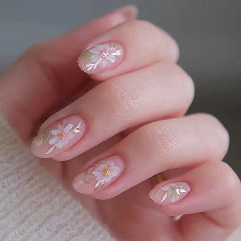 Nail Wear Nail Flower Nail Patch Short Almond - Eshtree