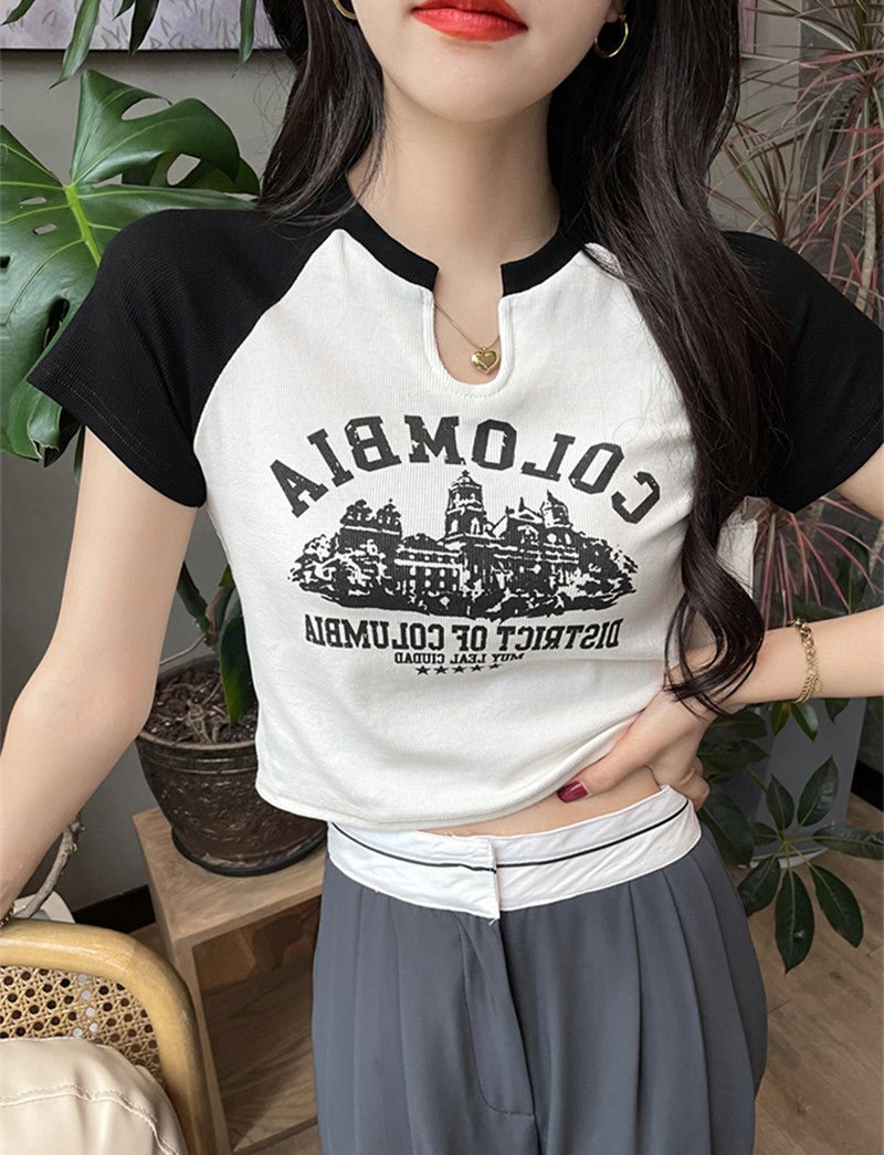 New American - style Retro Streetwear Letter - print Short - sleeve T-shirt - Eshtree
