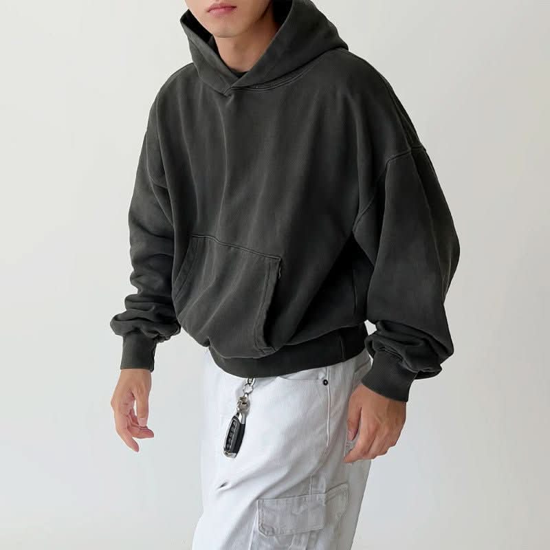 New Casual All - matching Hooded Loose Sweater Men's Retro Style Jacket - Eshtree