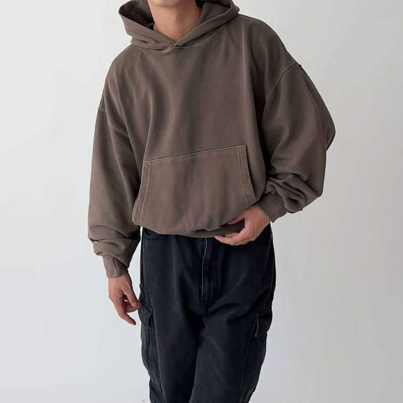 New Casual All - matching Hooded Loose Sweater Men's Retro Style Jacket - Eshtree