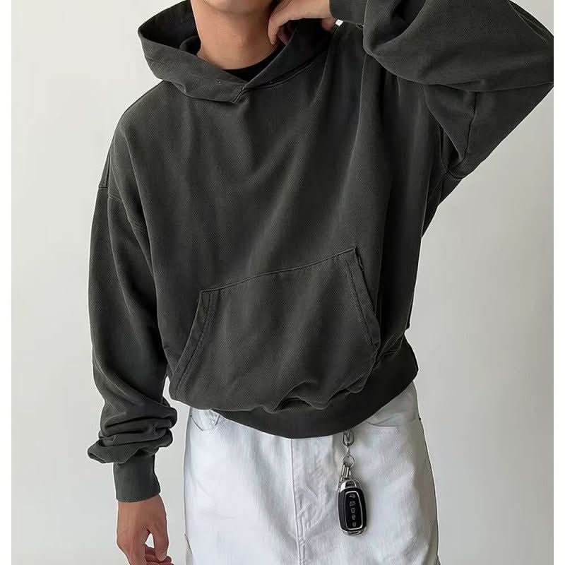 New Casual All - matching Hooded Loose Sweater Men's Retro Style Jacket - Eshtree