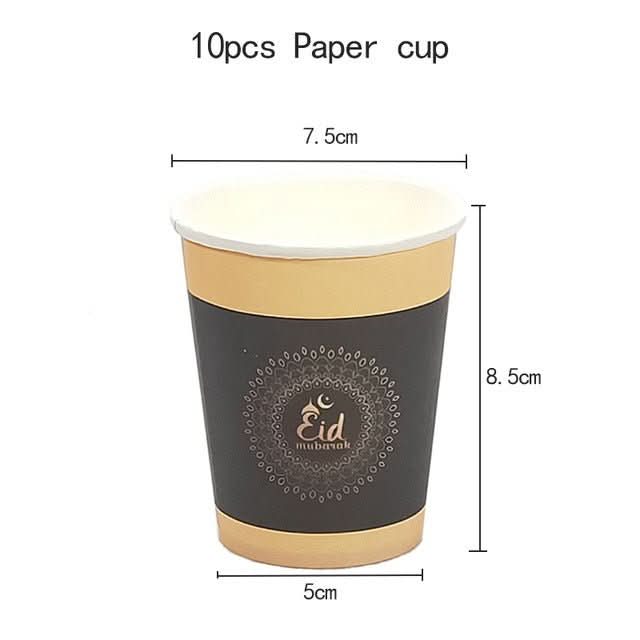 New EID Mubarak Disposable Dinner Plate White Black Ramadan - Eshtree