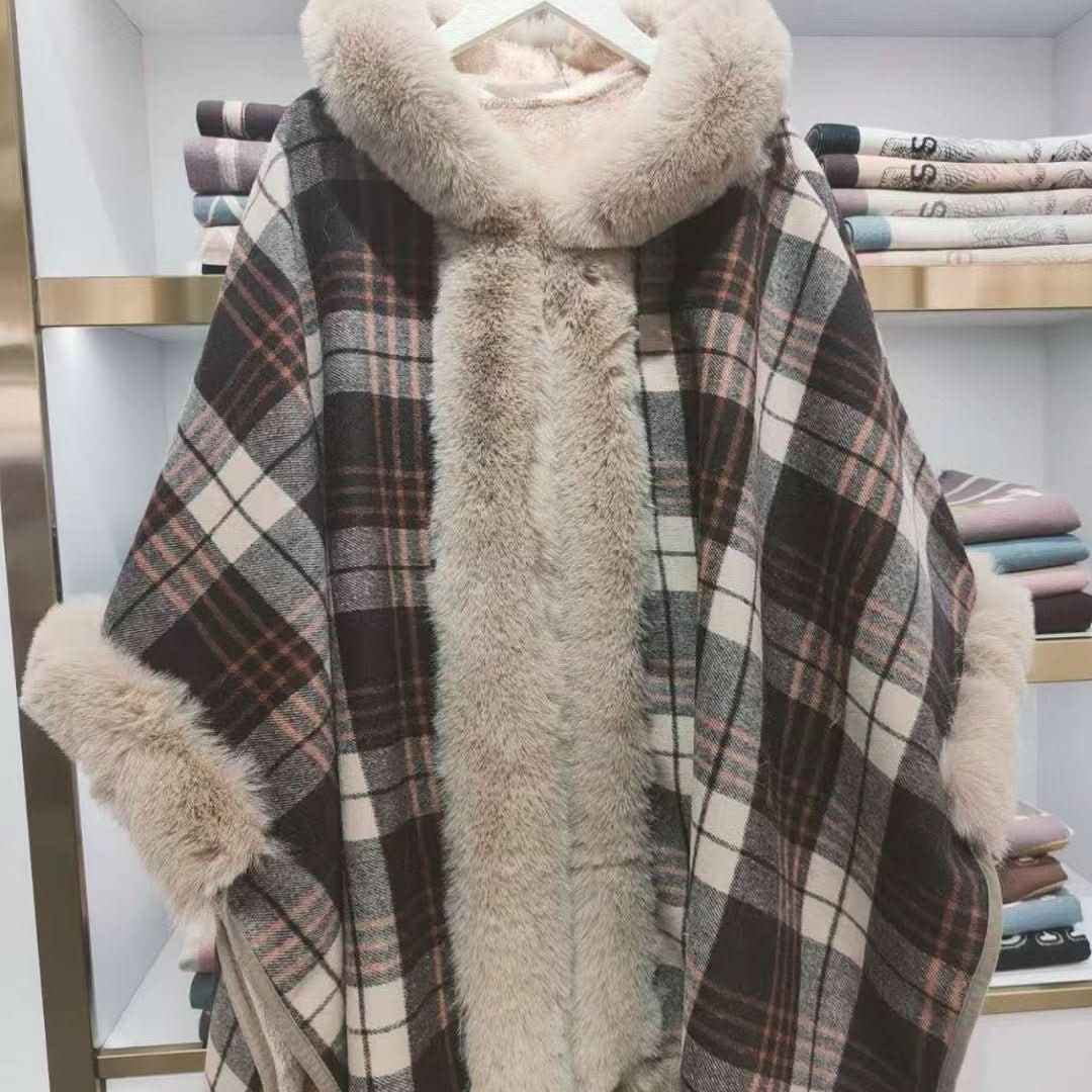 New Fallwinter Tippet With A Trendy Maillard Plaid Design Lined With Soft Fleece For Extra Warmth - Eshtree