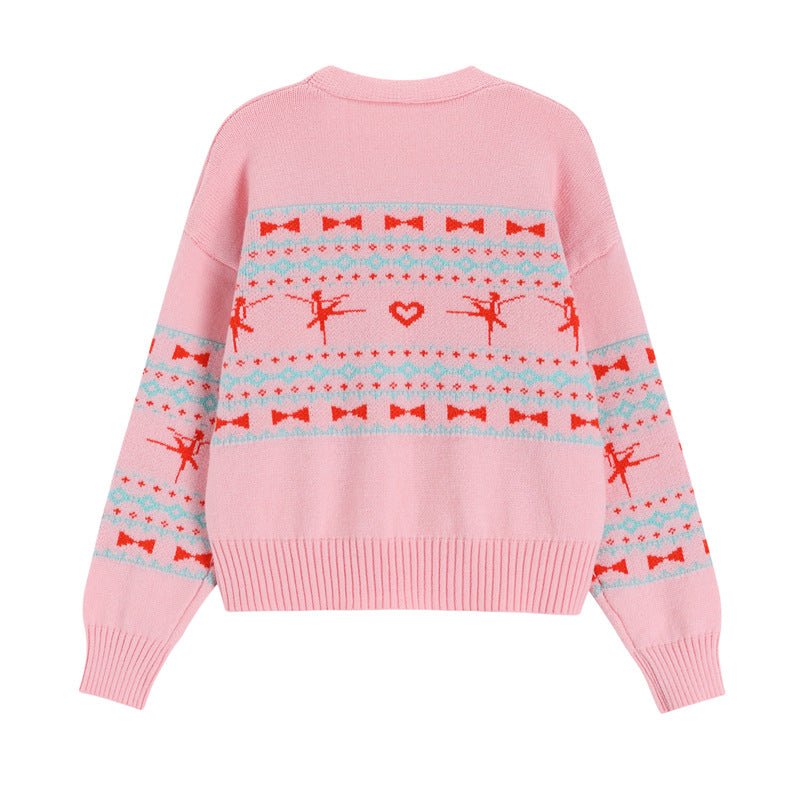 New Girl V - Neck Print Knit Cardigan Jacket - Eshtree