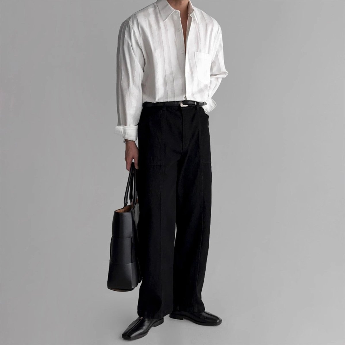 New High - end Textured Wide Solid Color Thin Pocket Long Sleeve Shirt - Eshtree