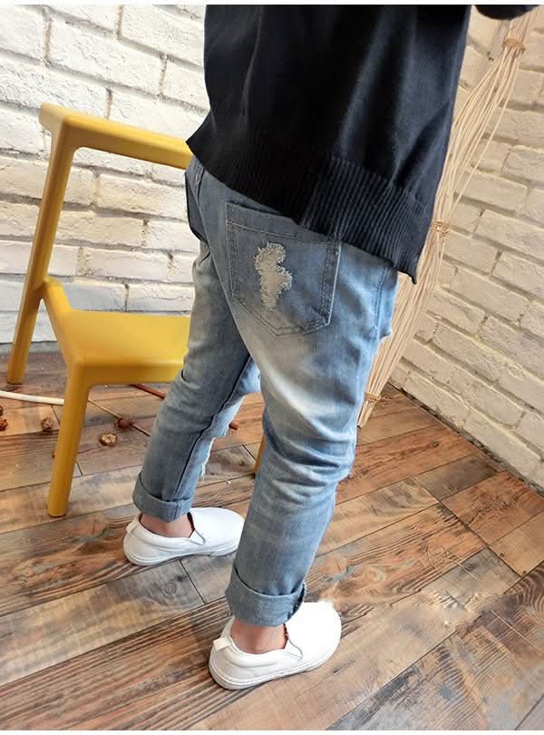 New Korean Style Boys Ripped Trousers - Eshtree