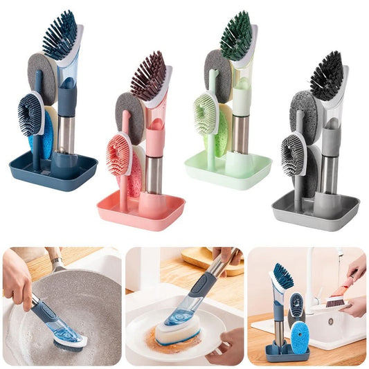 New Multifunctional Dish Brush Household Kitchen Oily Sponge Long Handle Cleaning Brush - Eshtree