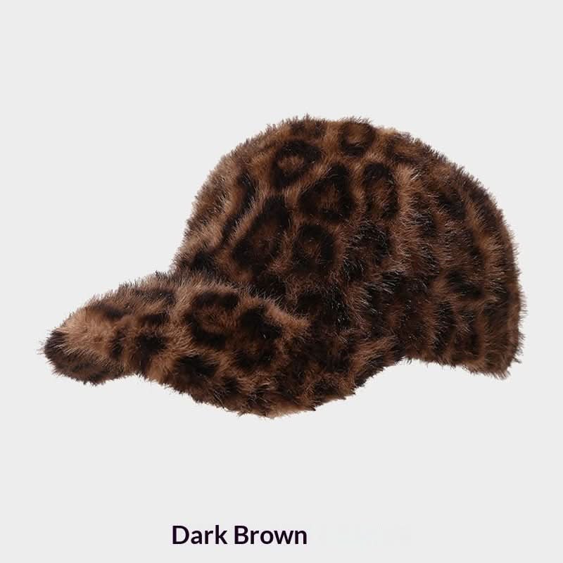 New Plush Leopard Print Warm Baseball Cap - Eshtree