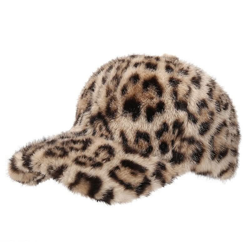 New Plush Leopard Print Warm Baseball Cap - Eshtree