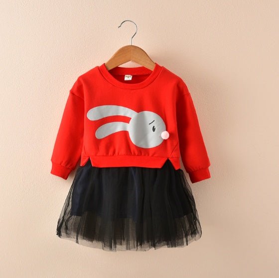 New spring infant skirt 1 long sleeved dress 2 female baby cartoon 3 4 princess dress lace dress tide - Eshtree