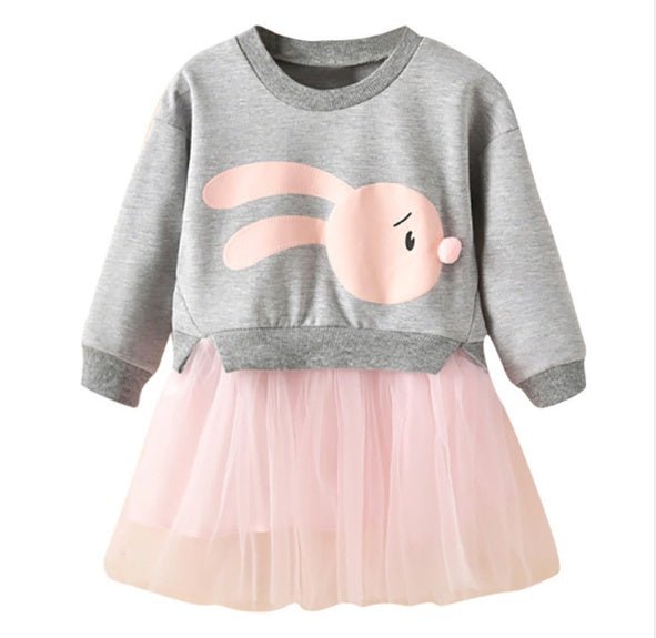 New spring infant skirt 1 long sleeved dress 2 female baby cartoon 3 4 princess dress lace dress tide - Eshtree
