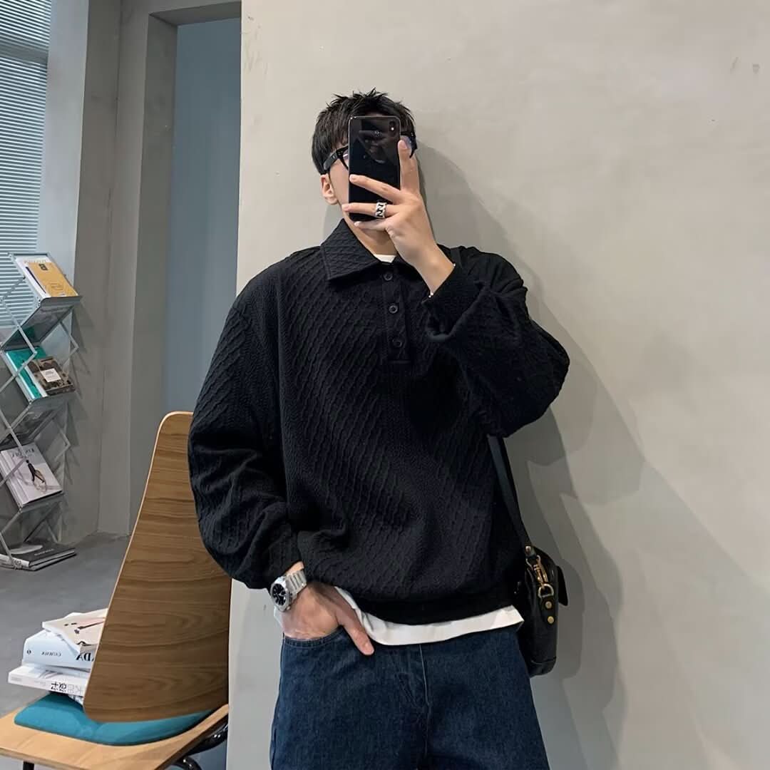 New Waffle Collar Sweatshirt For Men - Eshtree