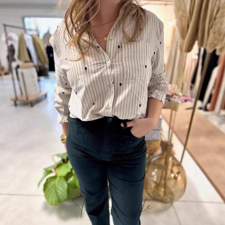 New Womens Embroidered Shirt With A Stand - up Collar And Long Sleeves - Eshtree