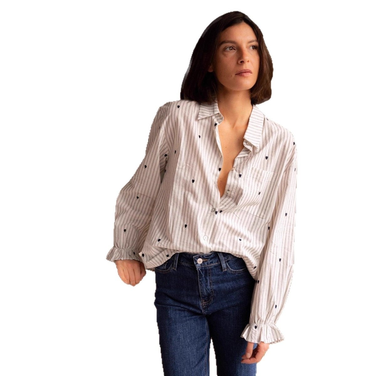 New Womens Embroidered Shirt With A Stand - up Collar And Long Sleeves - Eshtree