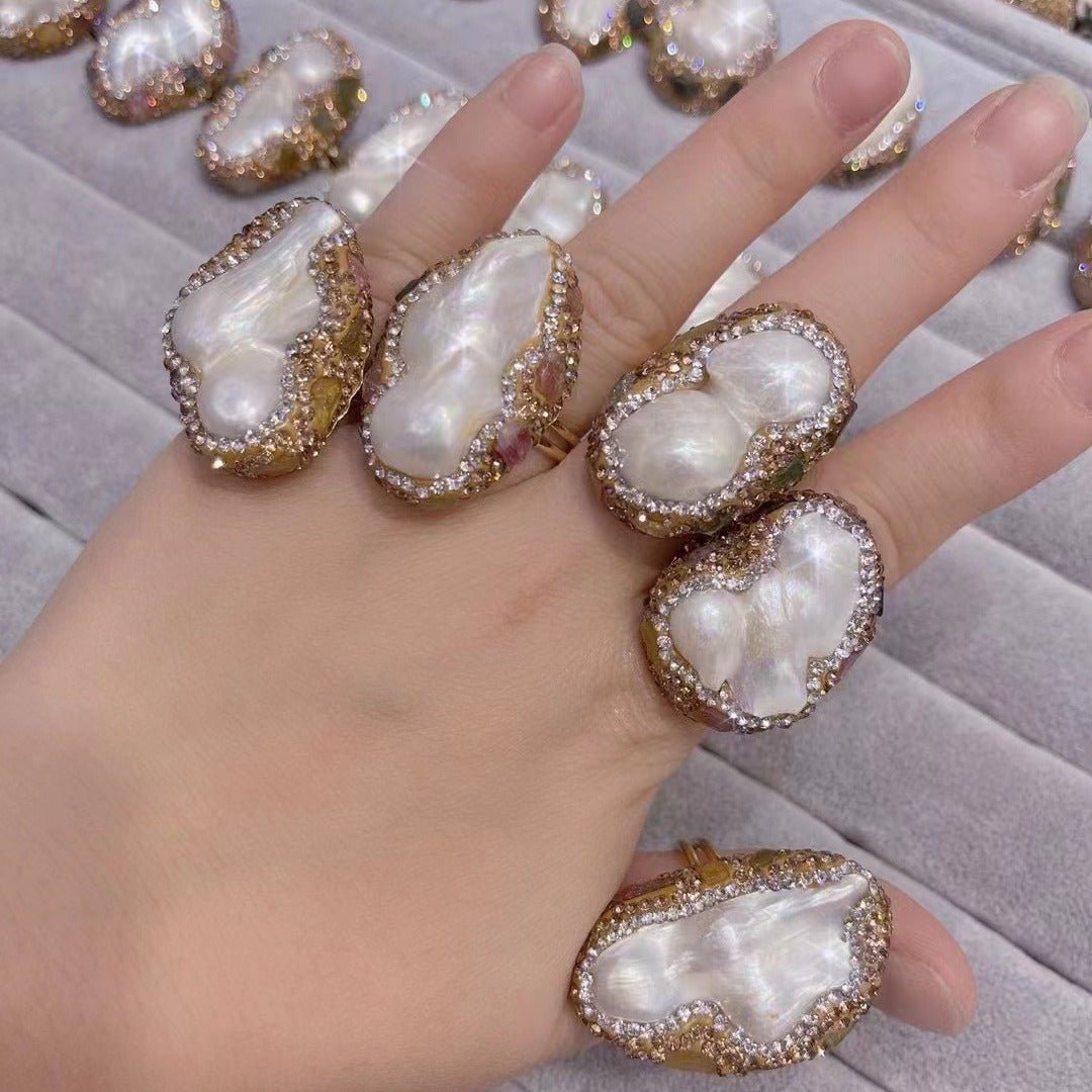 Pearl Necklace Ring Suit Bride Ornament - Eshtree