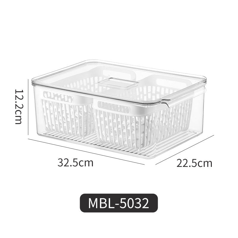 PETG Material Kitchen Fruit Vegetable Storage Plastic Tape Drain Basket Storage Box - Eshtree