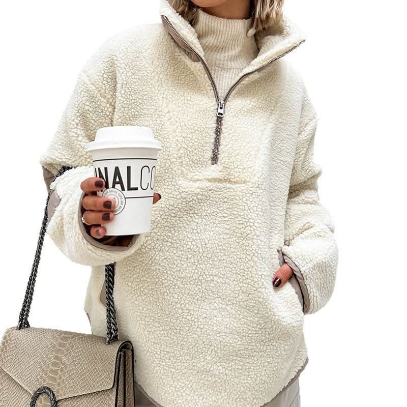 Plush Loose Lapel Pullover Sweater - Eshtree