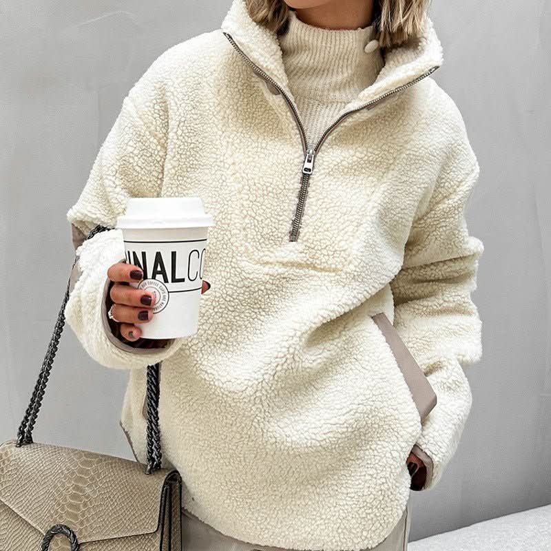 Plush Loose Lapel Pullover Sweater - Eshtree