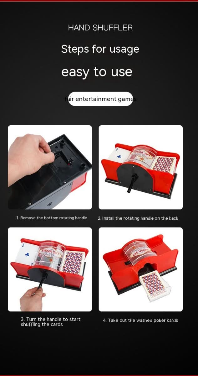 Poker Card Hand Shuffler Easy Hand Cranked Casino Card Shuffling Machine For Blackjack Poker Texas - Eshtree