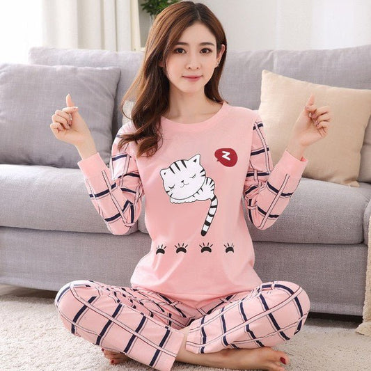 Polka Dot Pajamas Women's Loose Milk Silk Casual Homewear Suit - Eshtree
