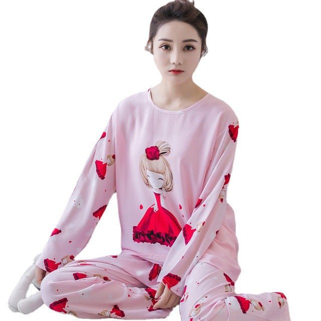 Polka Dot Pajamas Women's Loose Milk Silk Casual Homewear Suit - Eshtree