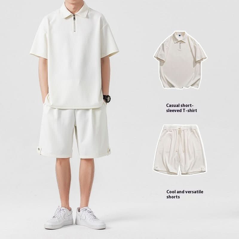 Polo Shirt Sports Shorts Trendy Solid Color Couple Suit - Eshtree