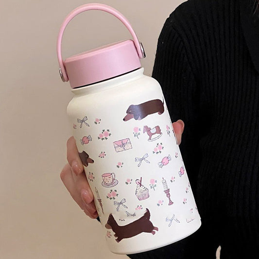 Portable Floral Sausage Dog Large Capacity Vacuum Cup - Eshtree