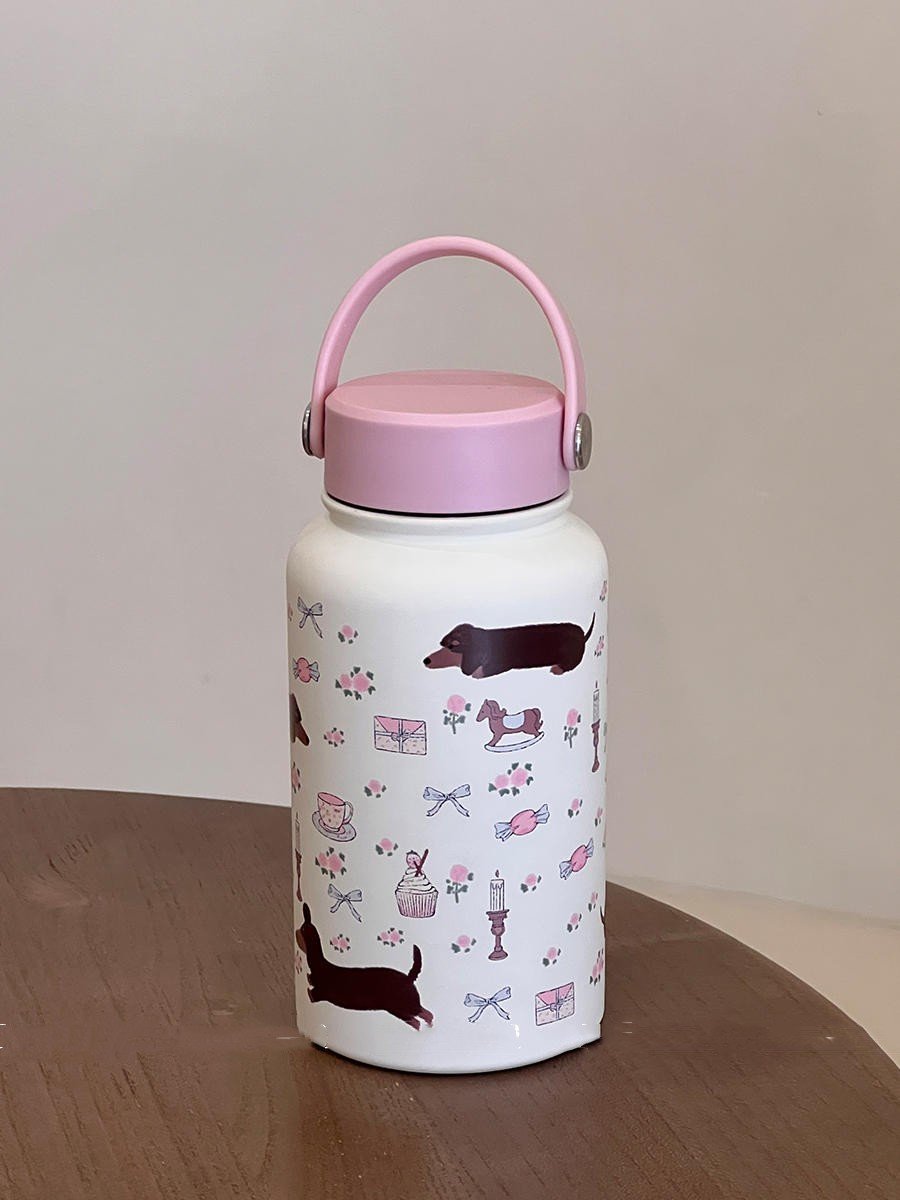 Portable Floral Sausage Dog Large Capacity Vacuum Cup - Eshtree