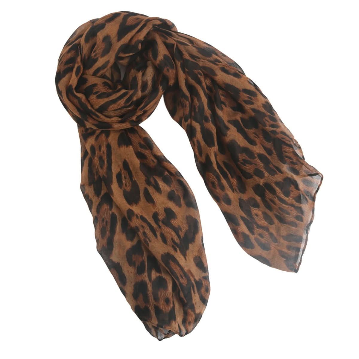 Printed Classic Leopard Pattern Flat Women's Toe Cap Scarf Silk Scarf - Eshtree