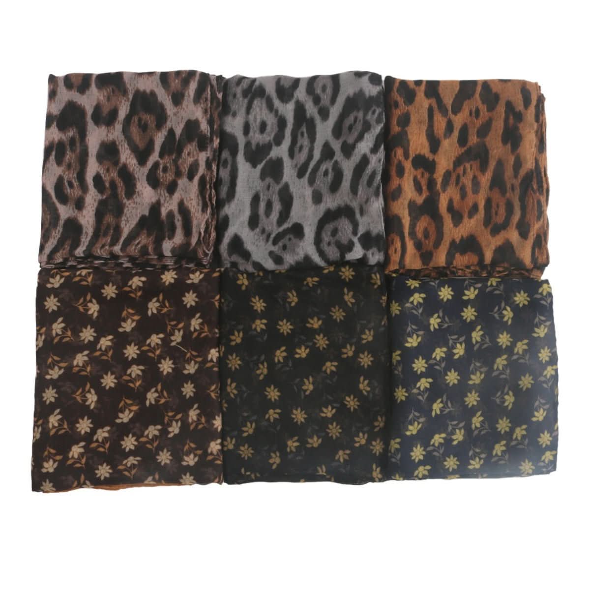Printed Classic Leopard Pattern Flat Women's Toe Cap Scarf Silk Scarf - Eshtree