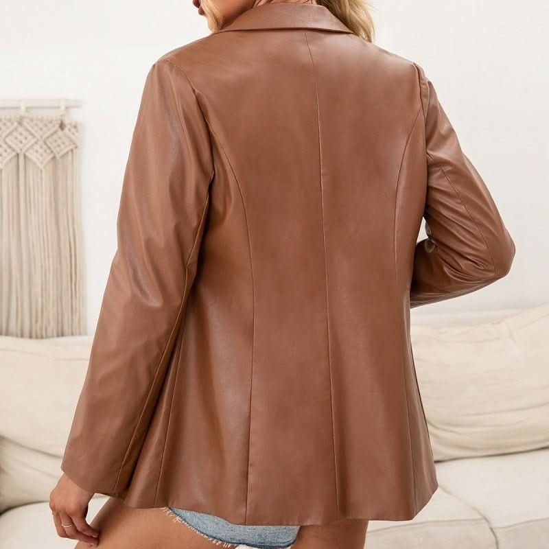 PU Motorcycle Leather Jacket Blazer Top Women - Eshtree