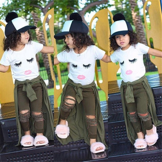 Pudcoco Girl Set 6M - 4Y Kid Baby Girls Eyelash Tops T-shirt Pants Leggings Outfits Set Clothes - Eshtree