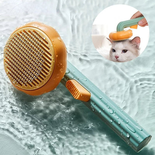 Pumpkin Self Cleaning Slicker Comb For Dog Cat Puppy Rabbit, Grooming Brush Tool Gently Removes Loose Undercoat Tangled Hair - Eshtree
