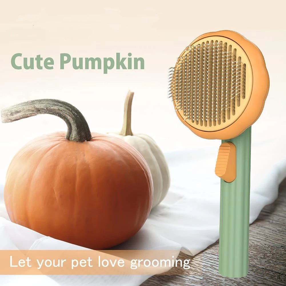 Pumpkin Self Cleaning Slicker Comb For Dog Cat Puppy Rabbit, Grooming Brush Tool Gently Removes Loose Undercoat Tangled Hair - Eshtree