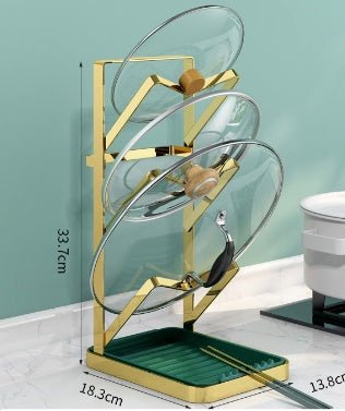 Punch Free Pot Cover Rack Household Spatula Rack With Spoon Sitting Type - Eshtree