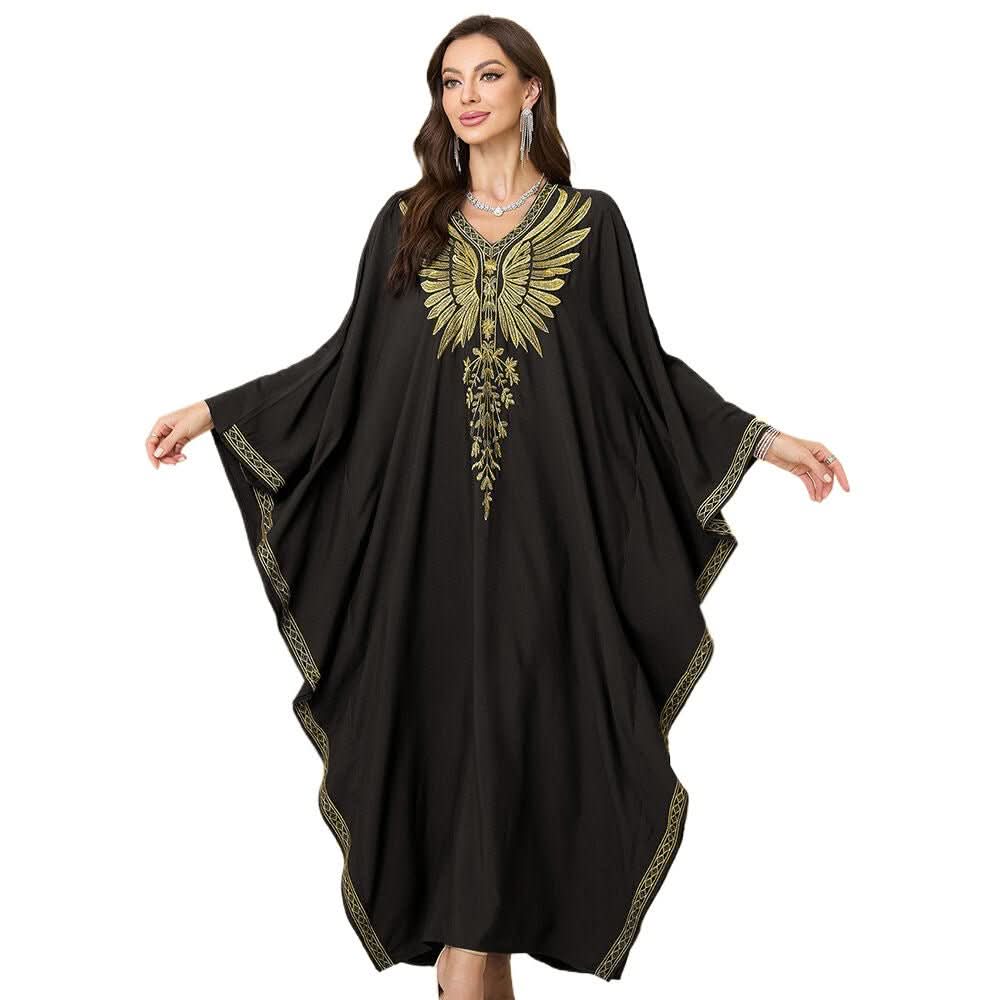 Rayon Gold Thread Embroidered Beach Cover - up Loose Robe - Eshtree