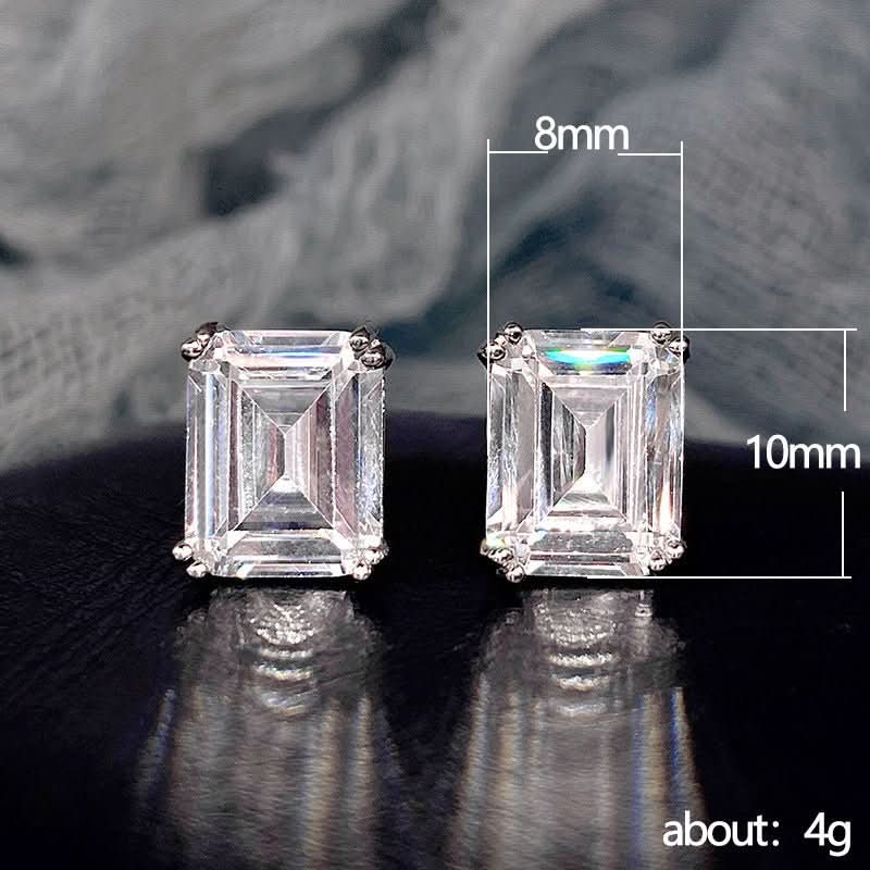 Rectangular Zircon Earrings Minimalist Unisex Ear Jewelry - Eshtree