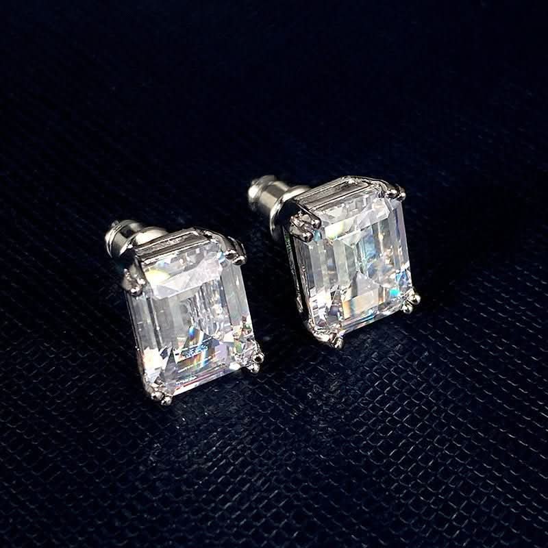 Rectangular Zircon Earrings Minimalist Unisex Ear Jewelry - Eshtree