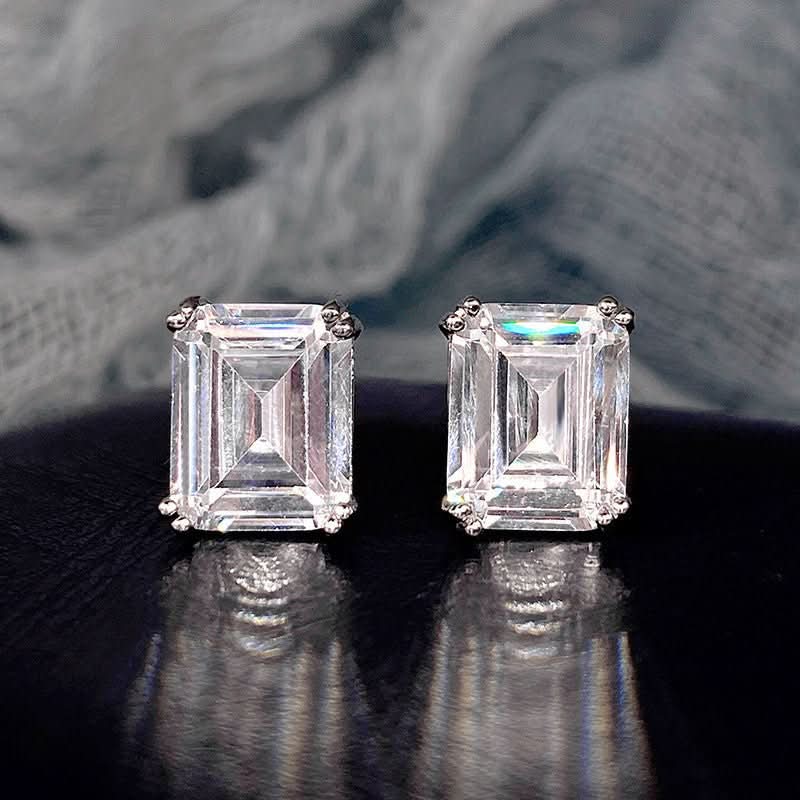Rectangular Zircon Earrings Minimalist Unisex Ear Jewelry - Eshtree