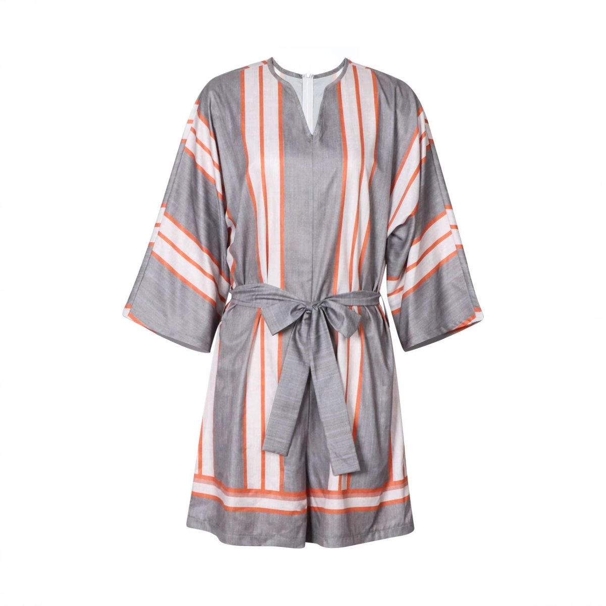 Relaxed - fit Striped Tie - front Jumpsuit Pants For Vacation - Eshtree