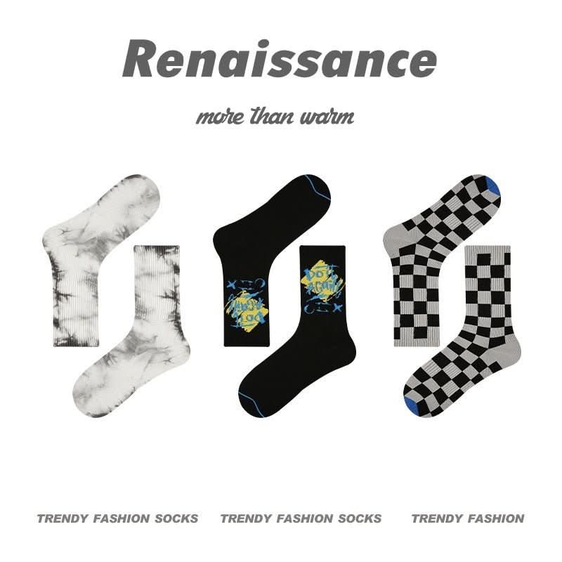 Renaissance Original Tube Socks Simple Letters Men - Eshtree