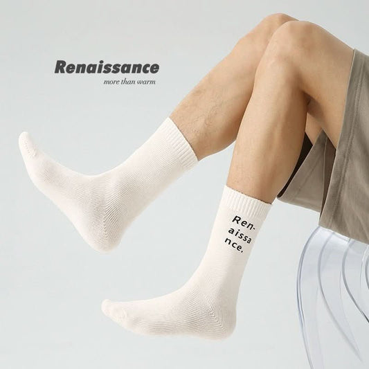 Renaissance Original Tube Socks Simple Letters Men - Eshtree